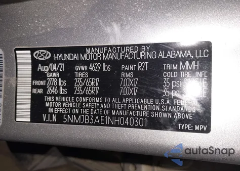 2022 Hyundai Tucson Sel z USA, uszkodzony, nr VIN 5NMJB3AE1NH040301